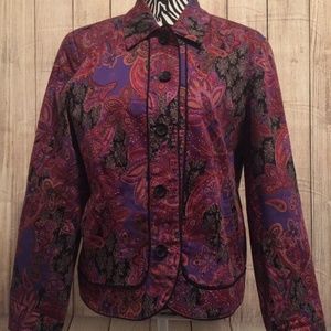 Coldwater Creek Jacket M Purple Vivid Paisley
